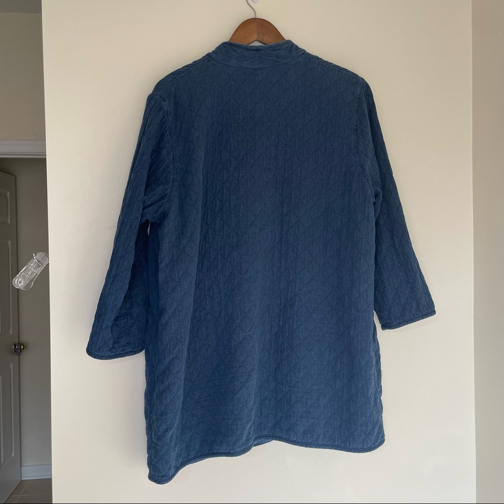 Eileen Fisher Organic Cotton Rhombus Jacquard Open-Front Quilted Jacket 1X - Picture 5 of 8